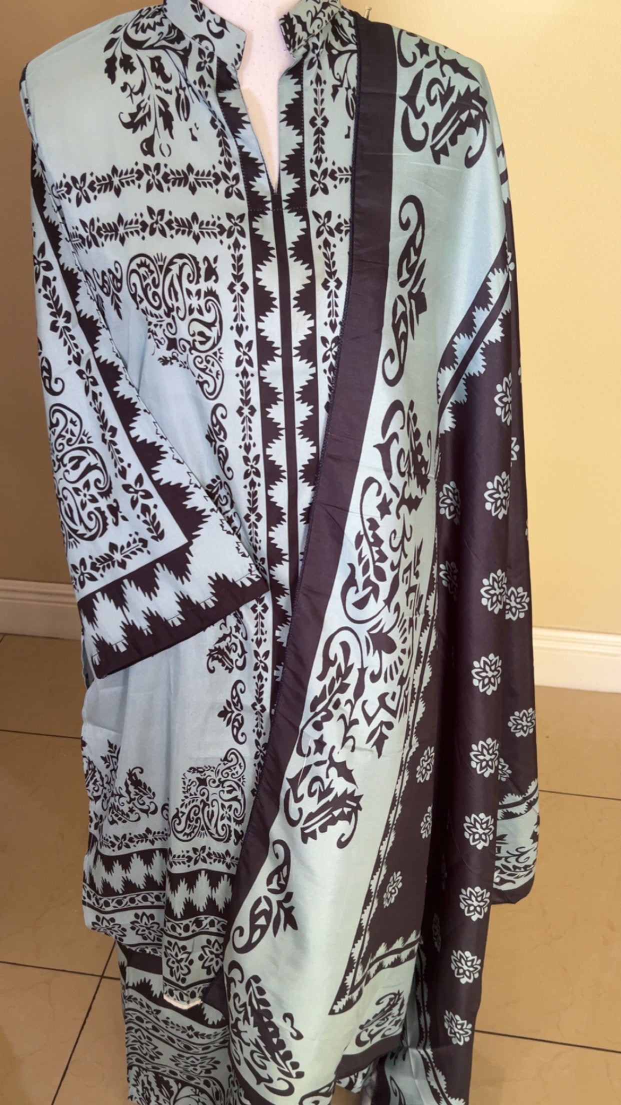 3 pc printed silk set